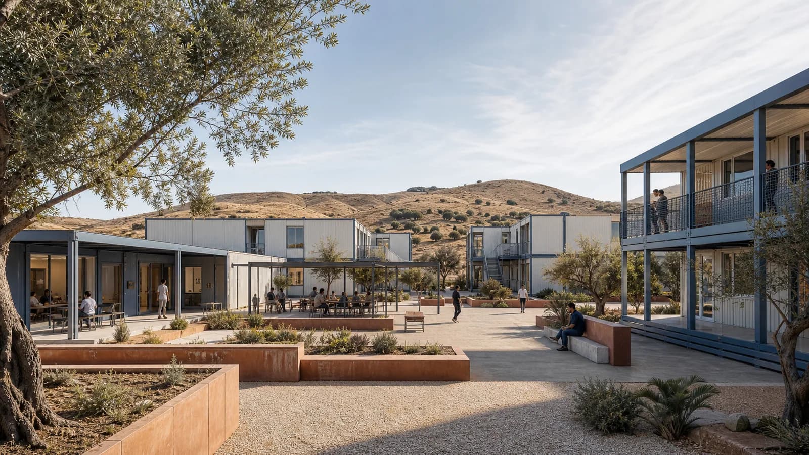 Campus modular para usos comunitarios en un entorno mediterráneo