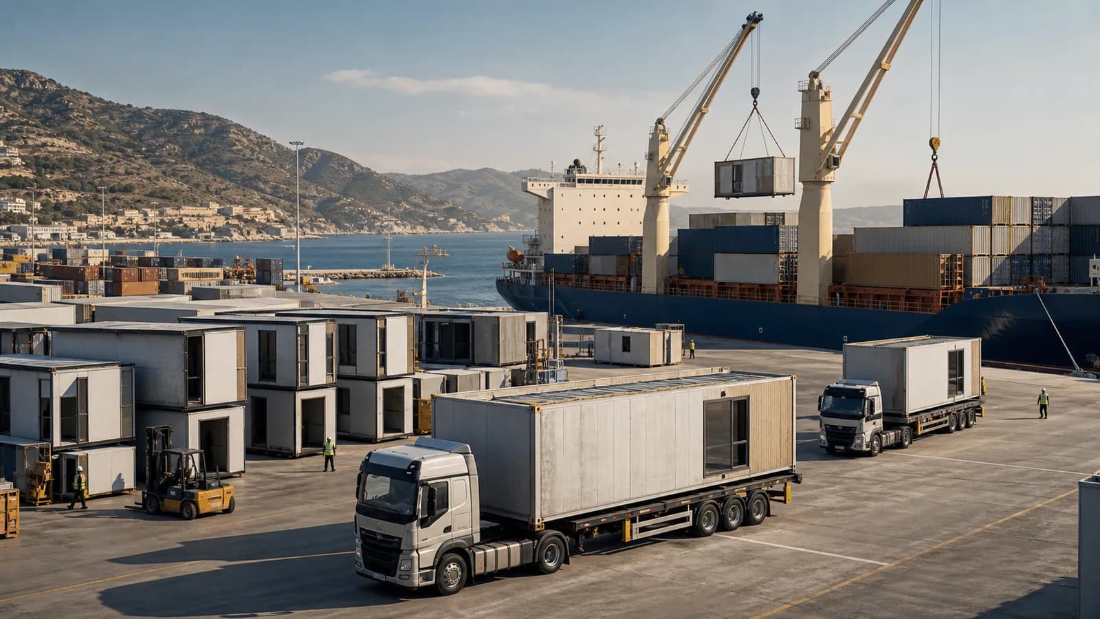Logística portuaria de módulos prefabricados para mercados hispanohablantes